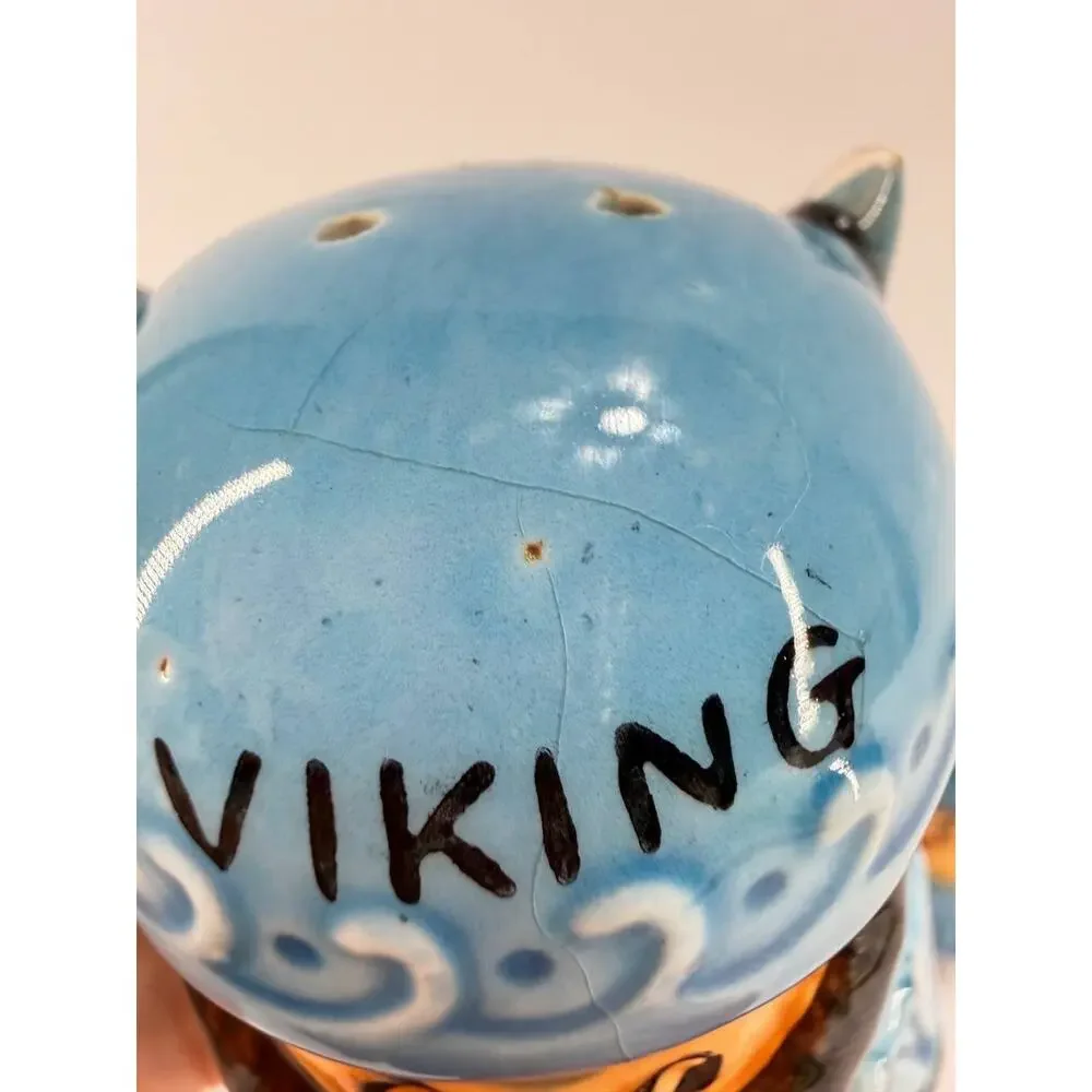 Vintage Viking Salt Pepper Shakers Japan Ceramic Blue Norse Figurines